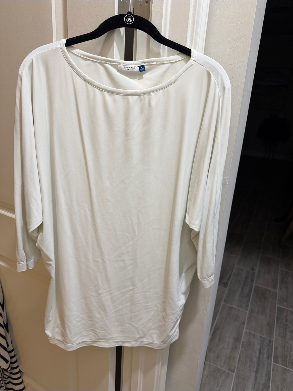 Cabana Life White Dolman Sleeve Nylon Tunic Top